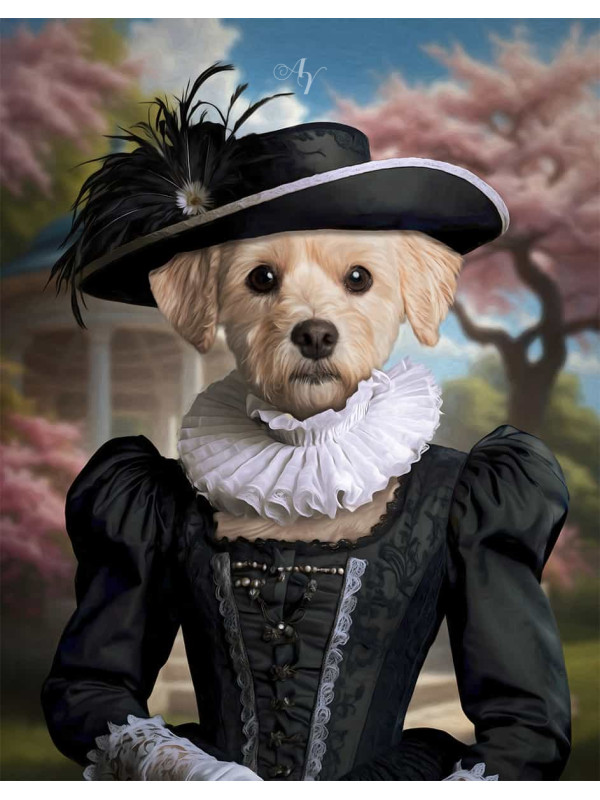 Noble Ladies Pet Period Style Customized Photo Paintings