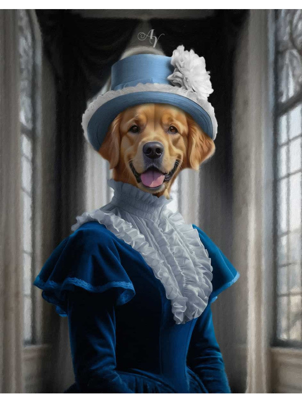 Noble Ladies Pet Period Style Customized Photo Paintings