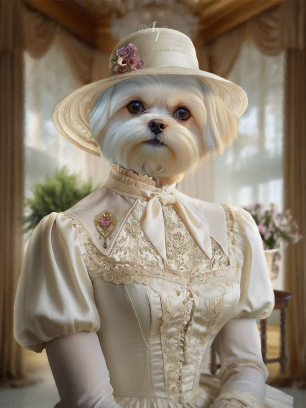 Noble Ladies Pet Period Style Customized Photo Paintings