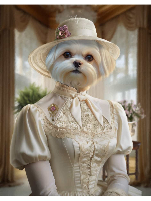 Noble Ladies Pet Period Style Customized Photo Paintings