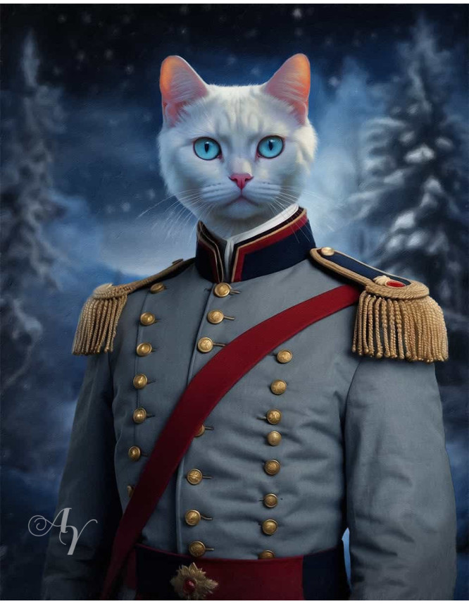 Vintage Military Pet Period Costume Customized Photo Paintings