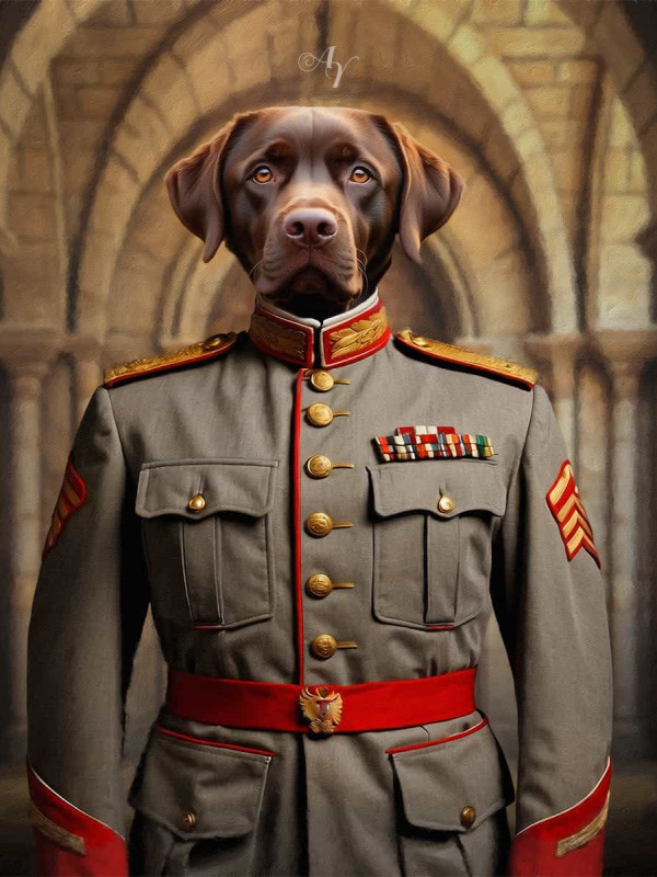 Vintage Military Pet Customized Photo Paintings