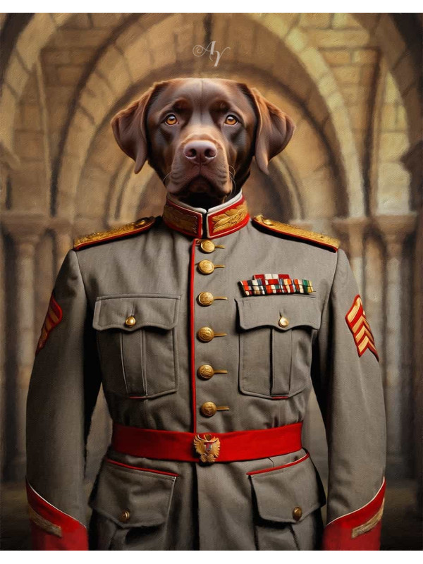 Vintage Military Pet Period Costume Customized Photo Paintings