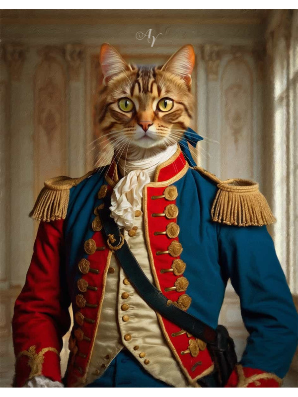 Vintage Military Pet Period Costume Customized Photo Paintings