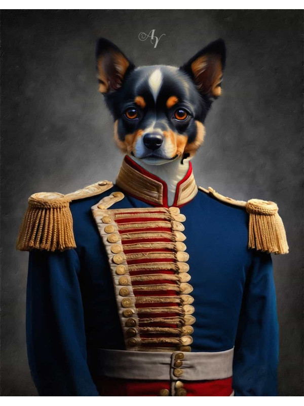 Vintage Military Pet Period Costume Customized Photo Paintings