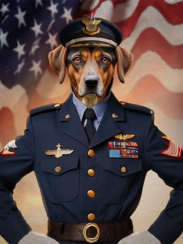 American Military Costume Pet Customized Photo Paintings