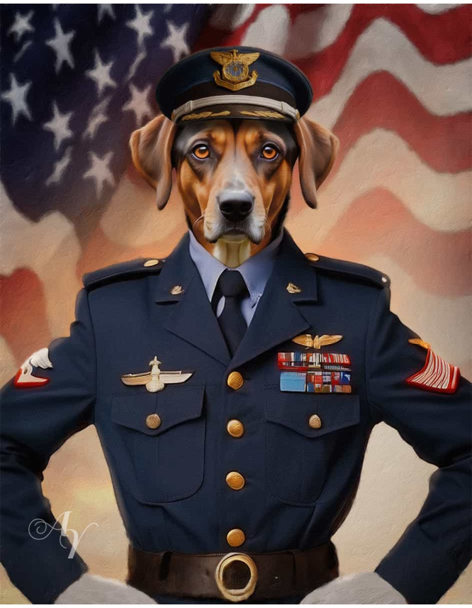American Military Costume Pet Customized Photo Paintings American Military Costume Pet Customized Photo Paintings