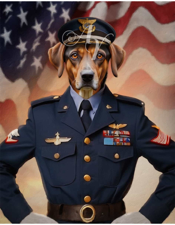 American Military Costume Pet Customized Photo Paintings American Military Costume Pet Customized Photo Paintings