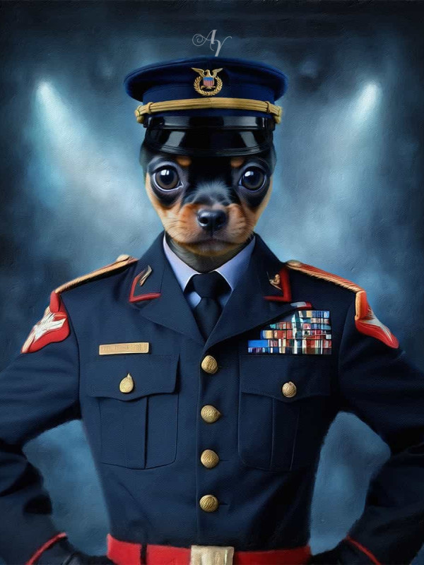 American Military Costume Pet Customized Photo Paintings