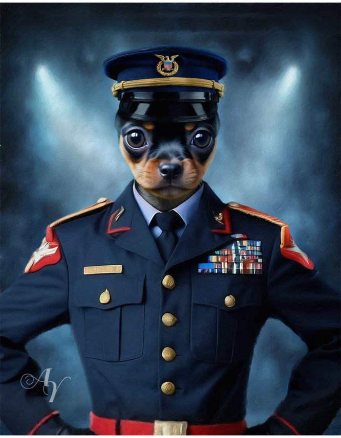 American Military Costume Pet Customized Photo Paintings American Military Costume Pet Customized Photo Paintings