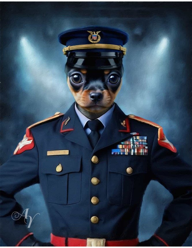 American Military Costume Pet Customized Photo Paintings American Military Costume Pet Customized Photo Paintings