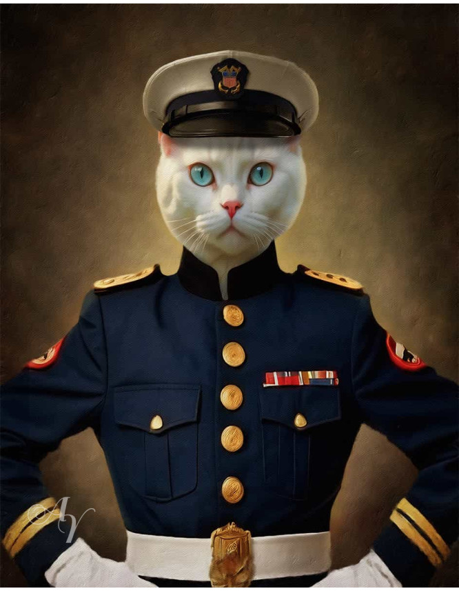 American Military Costume Pet Customized Photo Paintings