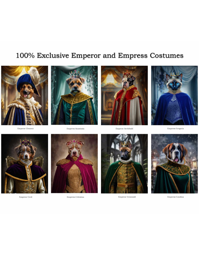 Emperor - Empress Pet Period Style Customized Photo Paintings