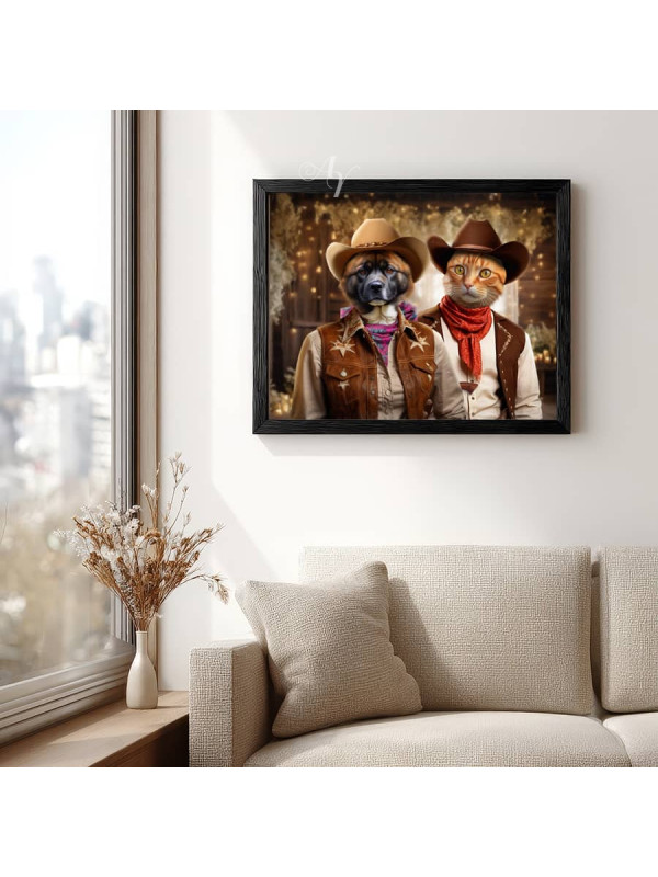 Cowboy - Cowgirl Costume Pet Customized Photo Paintings