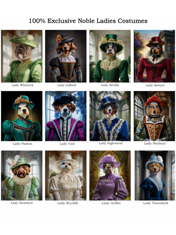 Noble Ladies Pet Period Style Customized Photo Paintings