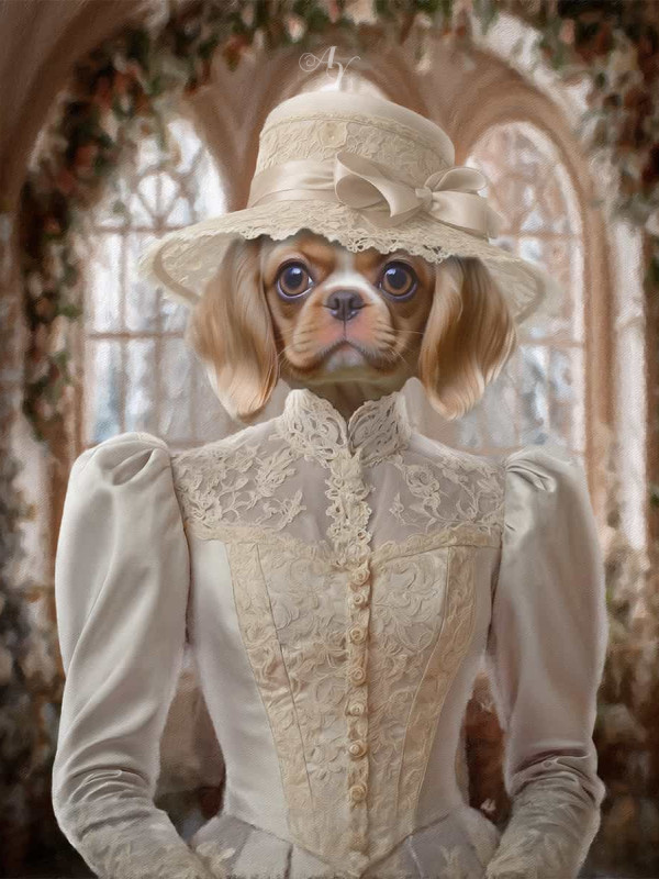 Victorian Bride - Groom Pet Costume Customized Photo Paintings