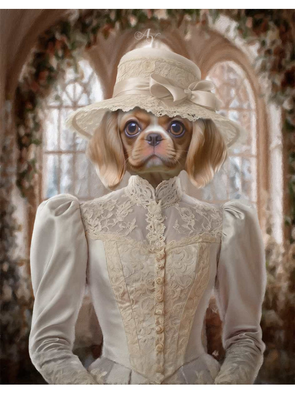 Victorian Bride - Groom Pet Costume Customized Photo Paintings