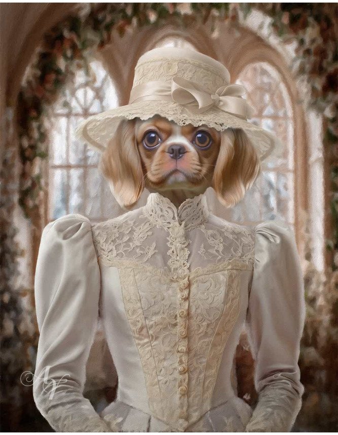 Victorian Bride - Groom Pet Costume Customized Photo Paintings Victorian Bride - Groom Pet Costume Customized Photo Paintings
