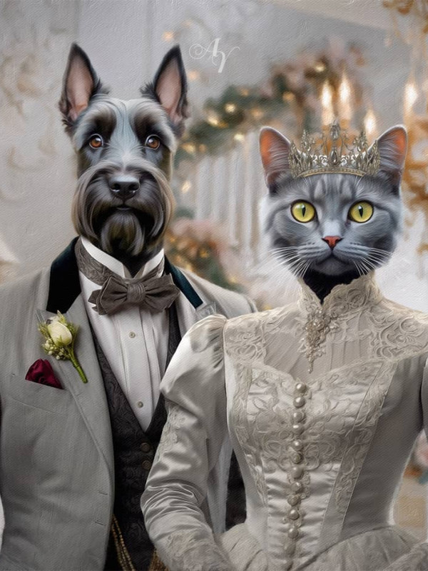 Victorian Bride - Groom Pet Costume Customized Photo Paintings