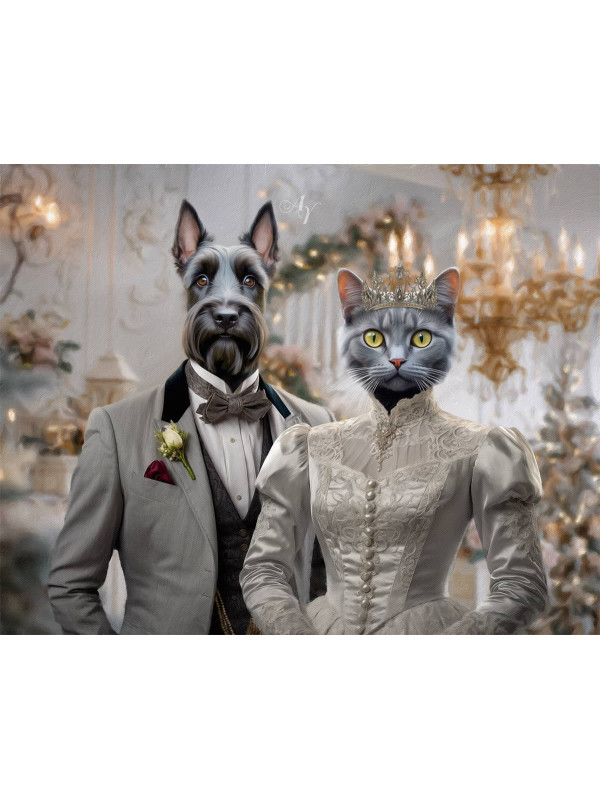 Victorian Bride - Groom Pet Costume Customized Photo Paintings
