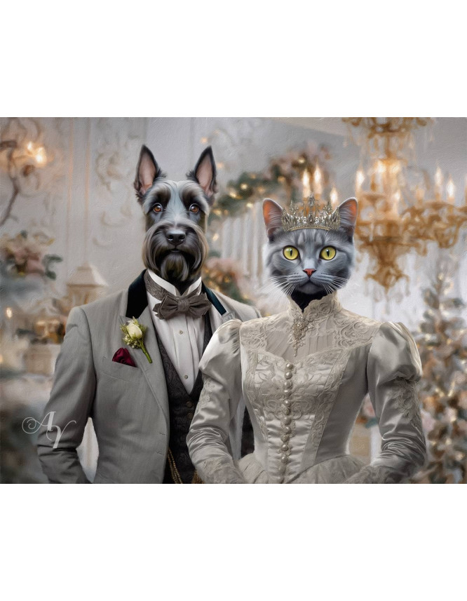 Victorian Bride - Groom Pet Costume Customized Photo Paintings Victorian Bride - Groom Pet Costume Customized Photo Paintings