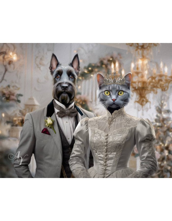 Victorian Bride - Groom Pet Costume Customized Photo Paintings Victorian Bride - Groom Pet Costume Customized Photo Paintings