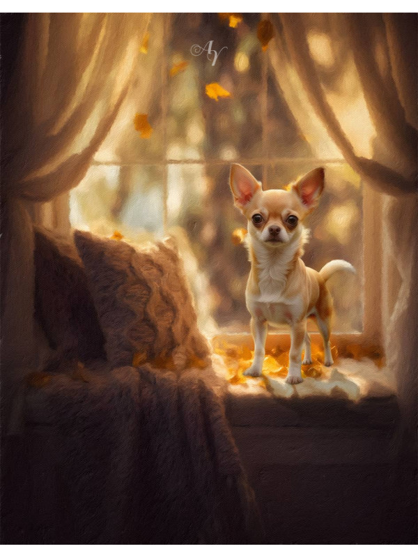 Autumn Theme Pet Customized Photo Paintings on Canvas