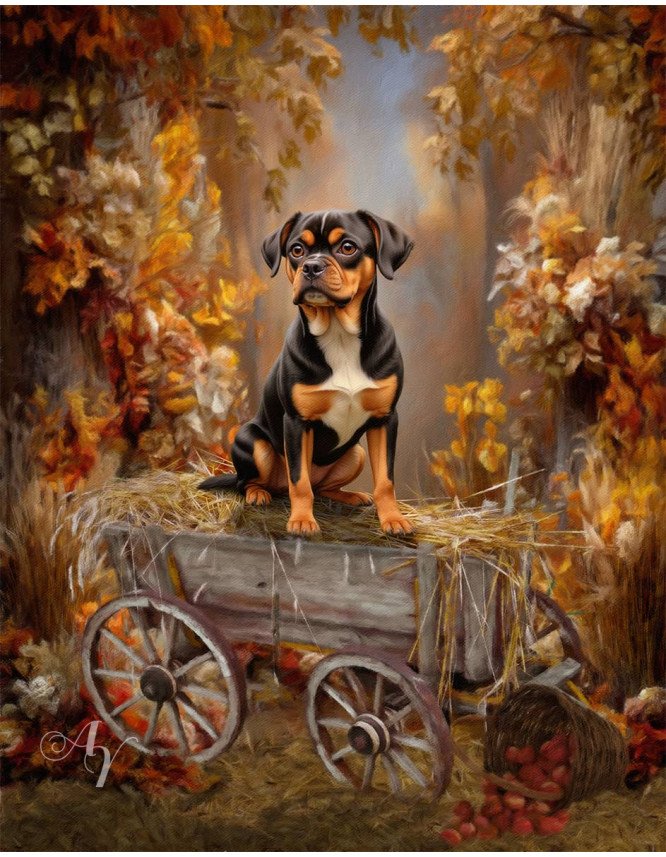 Autumn Theme Pet Customized Photo Paintings on Canvas