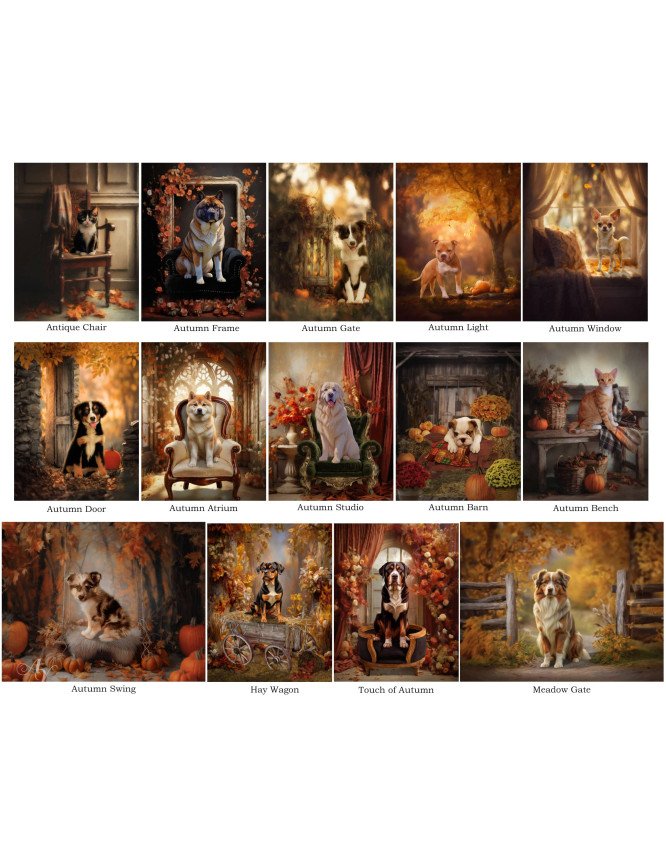 Autumn Theme Pet Customized Photo Paintings on Canvas