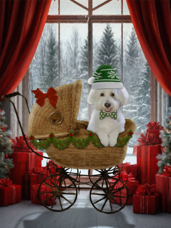 Festive Holiday Pet Customized Photo Paintings