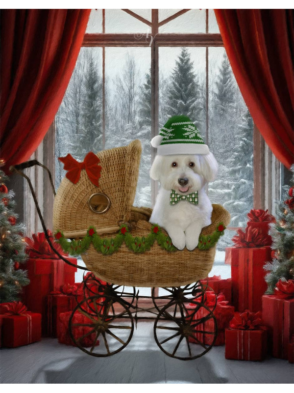 Festive Christmas Holiday Pet Customized Photo Paintings