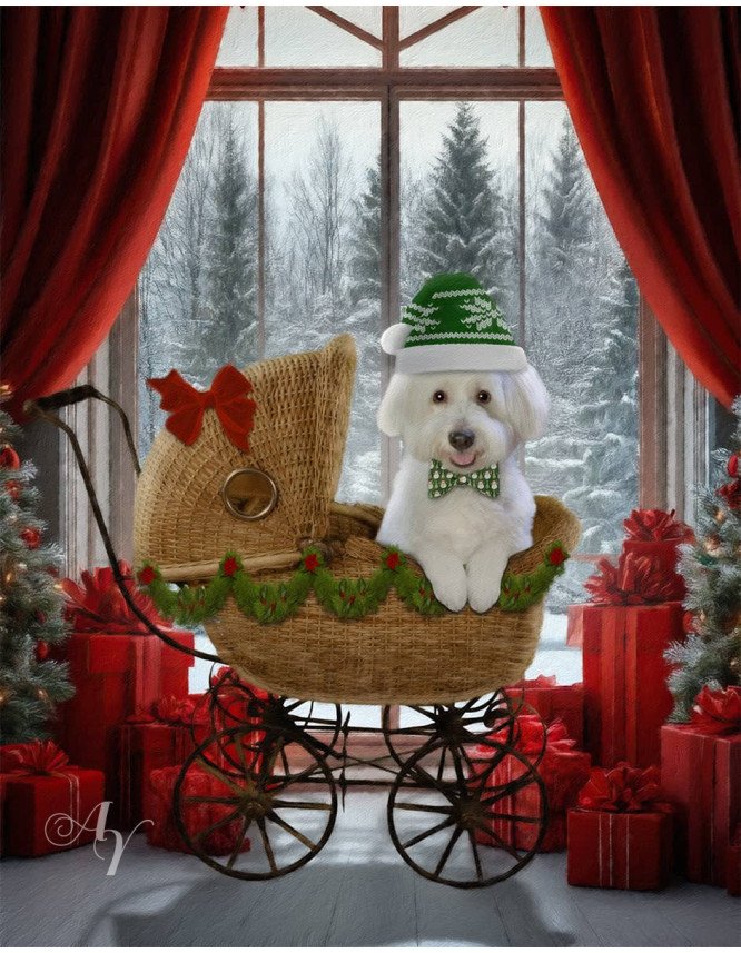 Festive Christmas Holiday Pet Customized Photo Paintings Festive Christmas Holiday Pet Customized Photo Paintings
