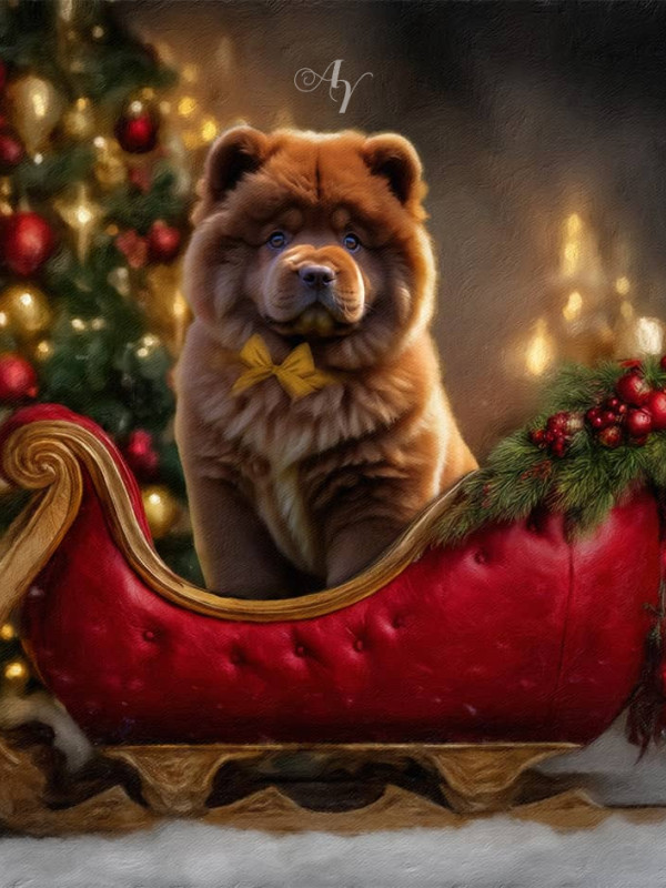 Red Sleigh Christmas Pet Customized Photo Paintings