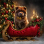 Red Sleigh Christmas Pet Customized Photo Paintings