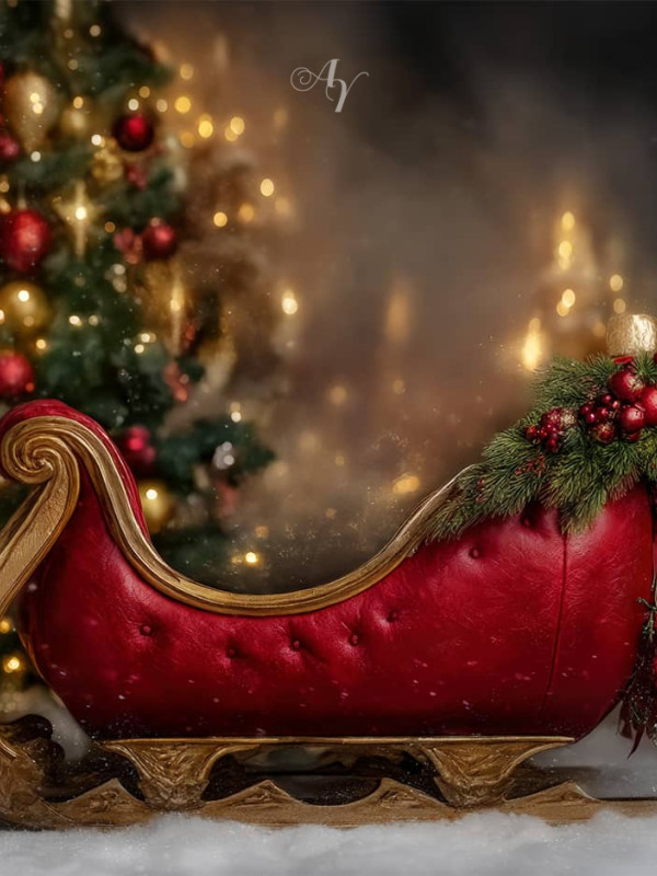Red Sleigh Christmas Pet Customized Photo Paintings