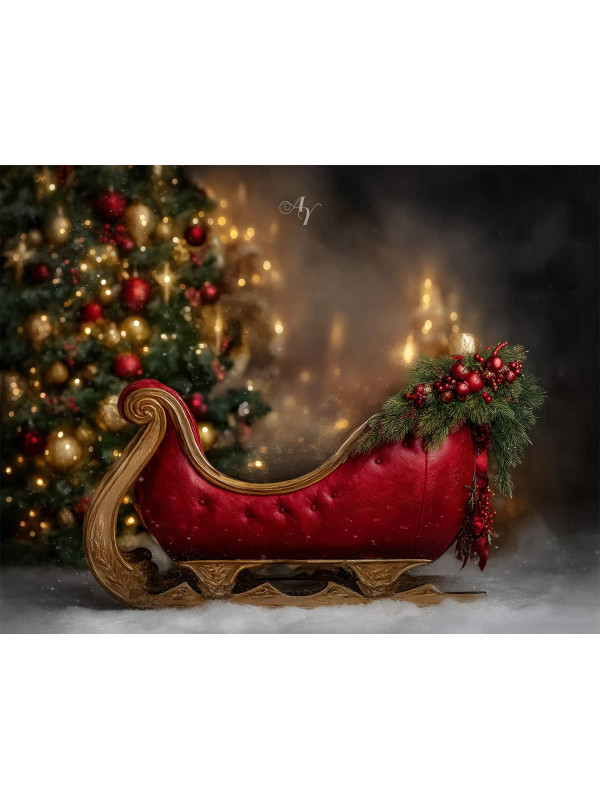 Red Sleigh Christmas Pet Customized Photo Paintings