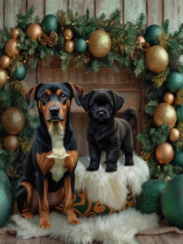Holiday Hearth Pet Customized Photo Paintings
