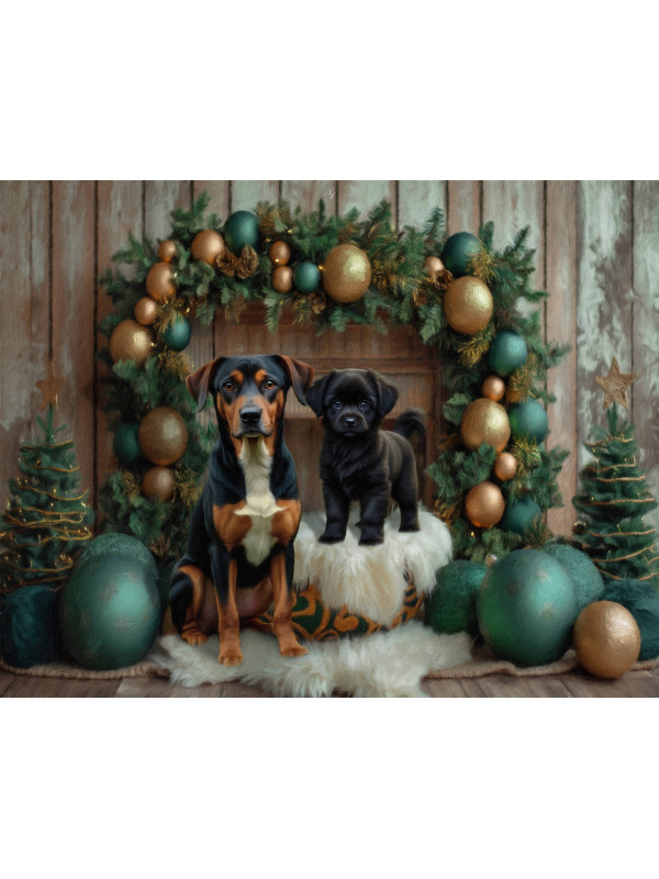 Holiday Hearth Pet Customized Photo Paintings