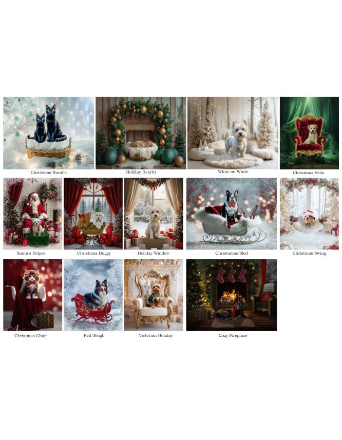 Festive Christmas Holiday Pet Customized Photo Paintings