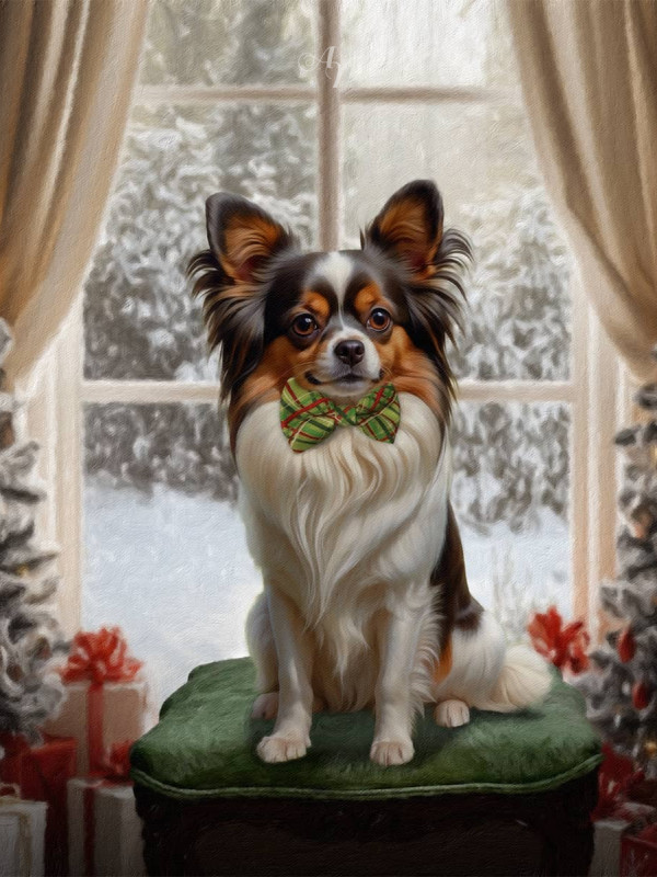 Snowy Window Holiday Pet Customized Photo Paintings
