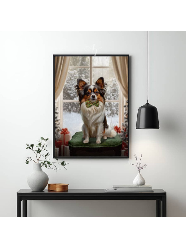 Snowy Window Christmas Holiday Pet Customized Photo Paintings