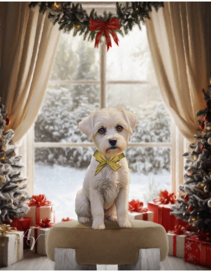 Festive Christmas Holiday Pet Customized Photo Paintings Festive Christmas Holiday Pet Customized Photo Paintings