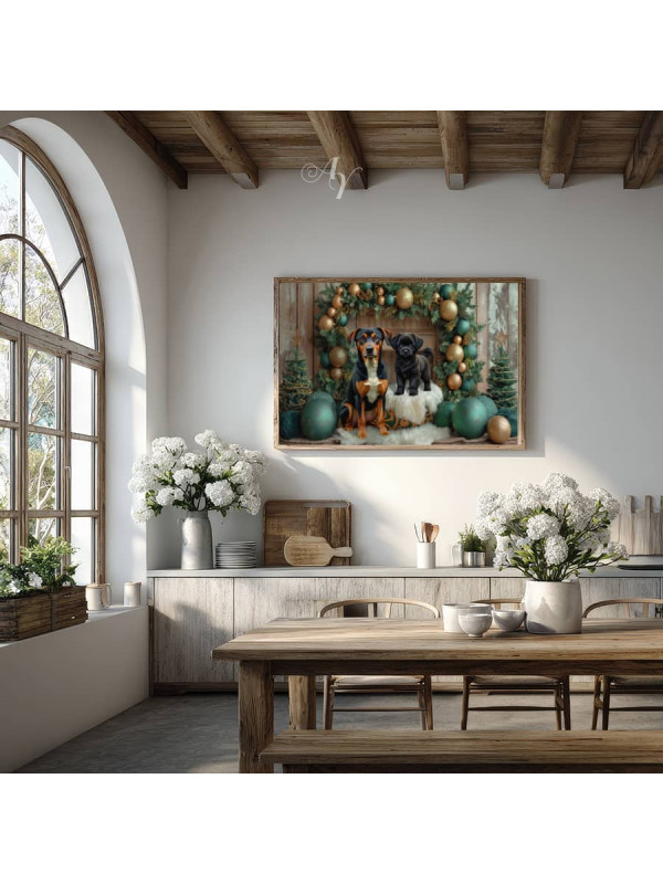 Holiday Hearth Pet Customized Photo Paintings