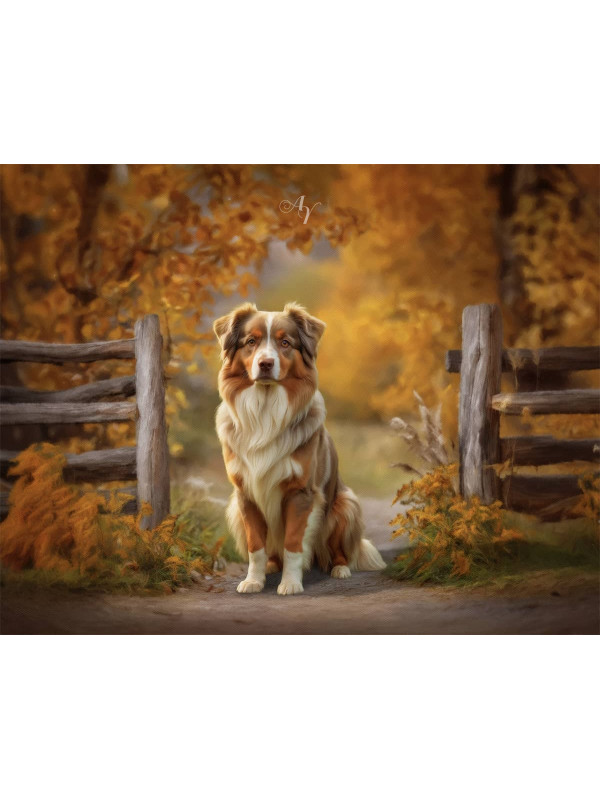 Autumn Theme Pet Customized Photo Paintings on Canvas