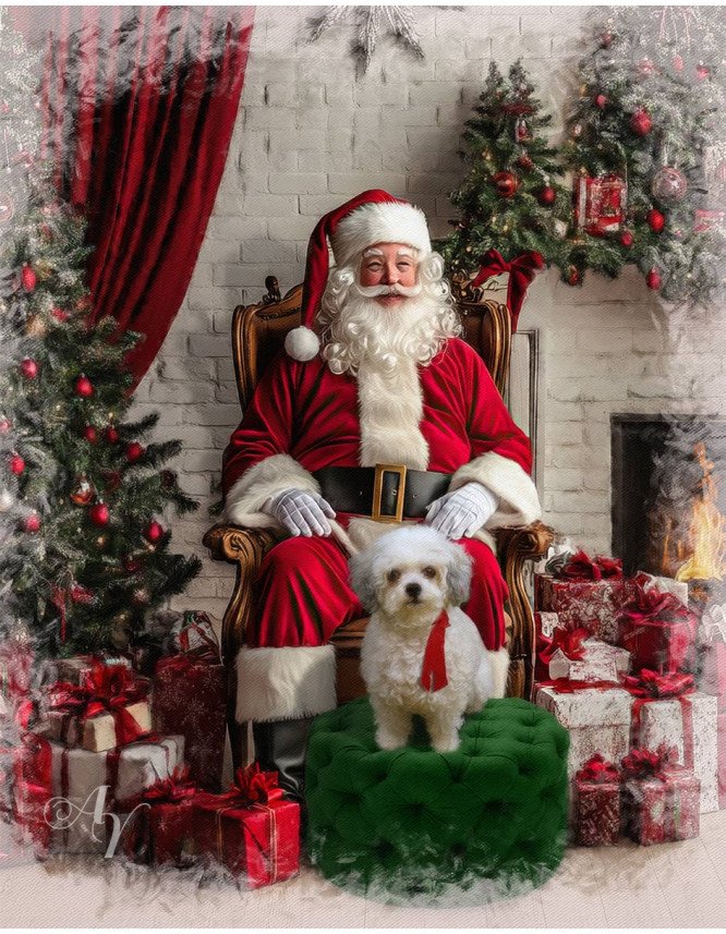 Festive Christmas Holiday Pet Customized Photo Paintings Festive Christmas Holiday Pet Customized Photo Paintings