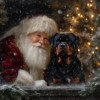 Pets with Santa Holiday Pet Customized Photo Paintings