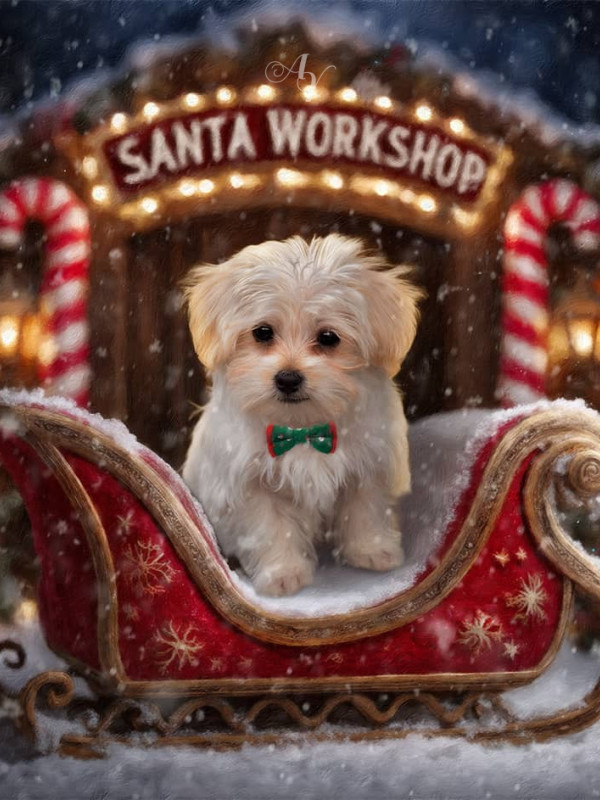 Santa Workship Pet Customized Photo Paintings