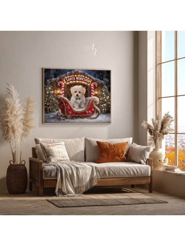 Santa Workshop Christmas Pet Customized Photo Paintings