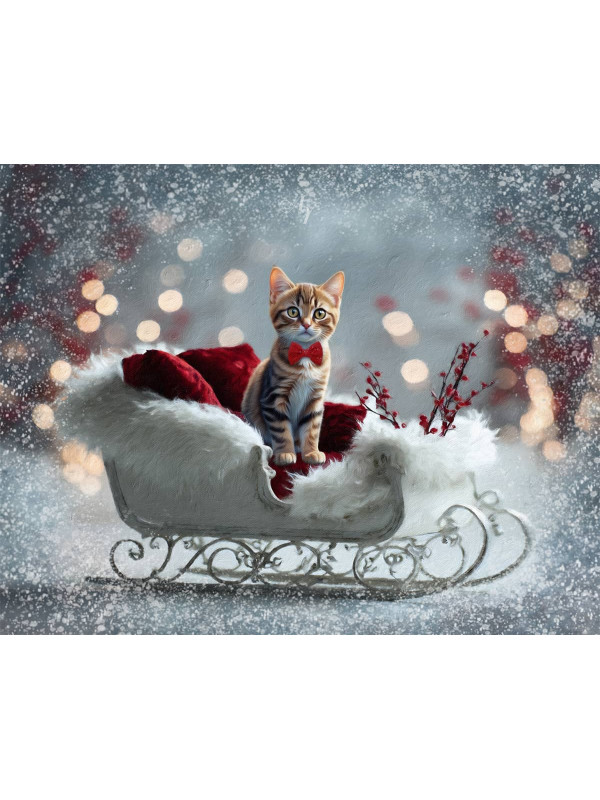 White Sleigh Holiday Pet Customized Photo Paintings