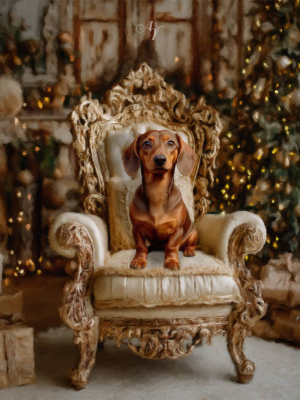 Victorian Christmas Pet Customized Photo Paintings